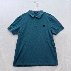 Fred Perry Polo Shirt Mens XL Blue Knit Preppy Casual Embroidered Logo